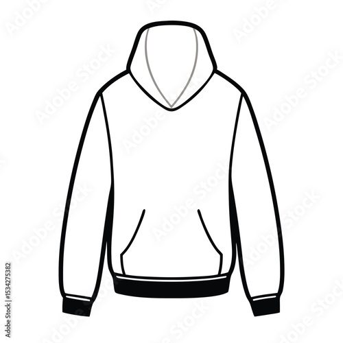 hoodie vector black color silhouette, isolated white background