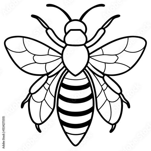Geometric Bee Outline Vector