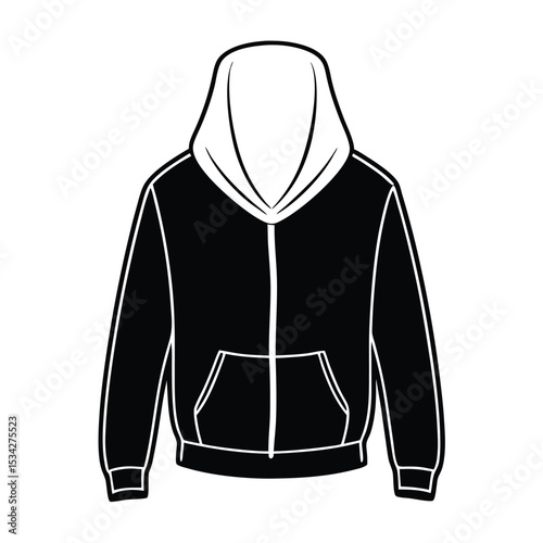 hoodie vector black color silhouette, isolated white background