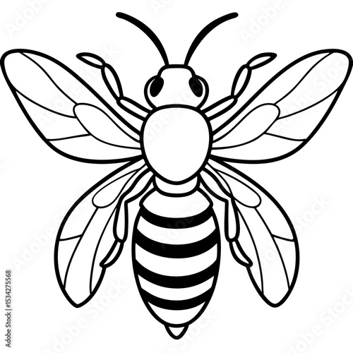 Geometric Bee Outline Vector