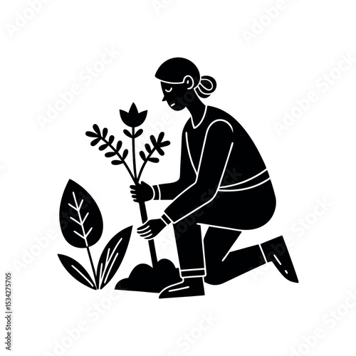 Garden Equipment Black Silhouettes  Farming Tools and Yard Work Icons Design