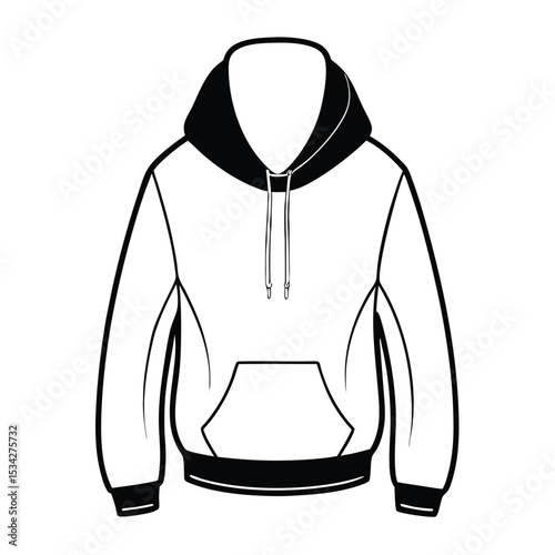 hoodie vector black color silhouette, isolated white background