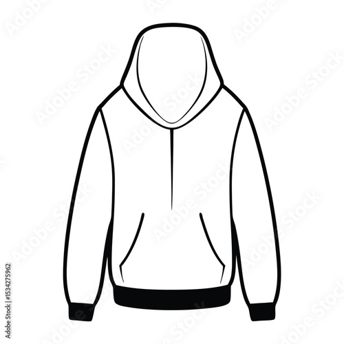 hoodie vector black color silhouette, isolated white background