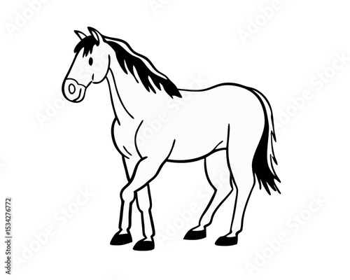 Horse Silhouette Black Vector | Majestic Equine Side Profile Editable Illustration Isolated