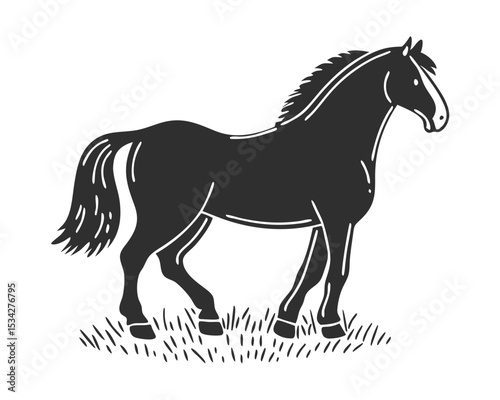 Horse Silhouette Black Vector | Majestic Equine Side Profile Editable Illustration Isolated