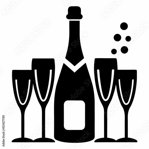 wine bottle and glass