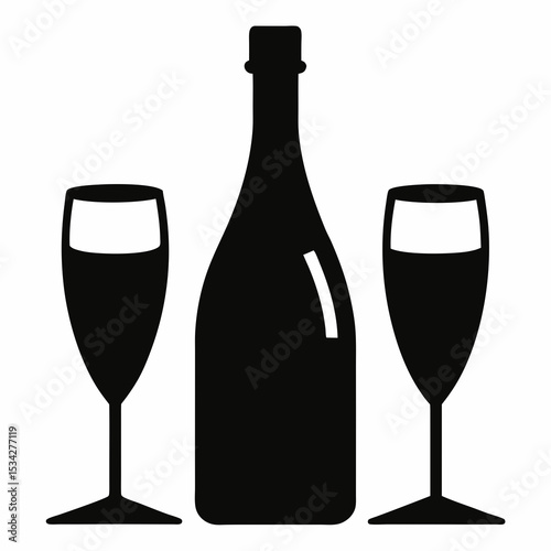 wine bottle and glass