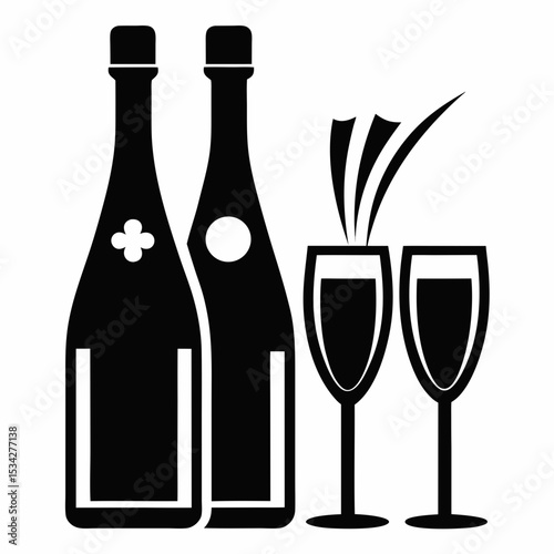 wine bottle and glass