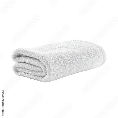 Folded White Towel Isolated on White Background