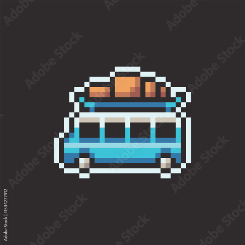 this is travel icon in pixel art with colorful color and black background ,this item good for presentations,stickers, icons, t shirt design,game asset,logo and your project.