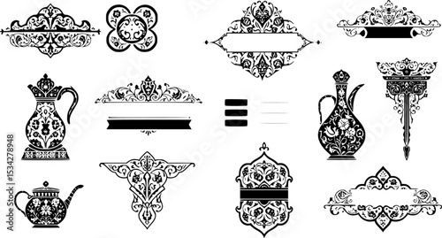 Eslimi Tazhib Iranian Art Design Text Box Text Input Area Floral Vector Old Vintage Art VECTOR
