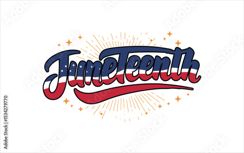 Vintage Patriotic Juneteenth – Starburst Script
