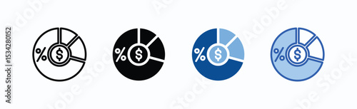 Market Share icon sheet multiple style collection isolated vector