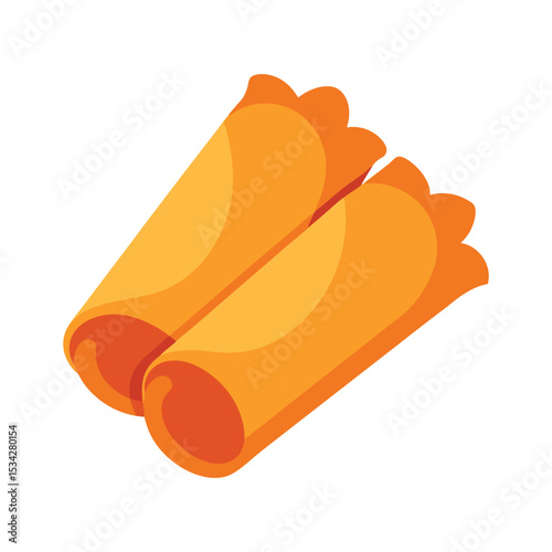 egg rolls delicious fast food item color vector illustration on white background