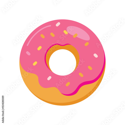 glazed donut delicious fast food item color vector illustration on white background