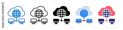 Cloud Network Multiple Style Icon Set Collection.