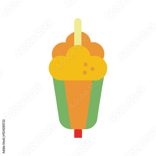 kids corn dog meal delicious fast food item color vector illustration on white background