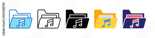 Music Archive Multiple Style Icon Set Collection.