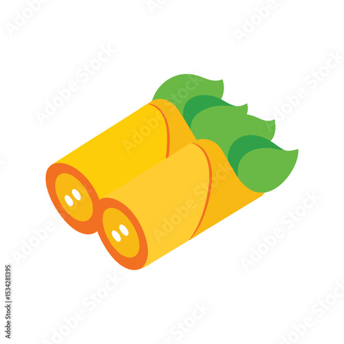 spring rolls delicious fast food item color vector illustration on white background