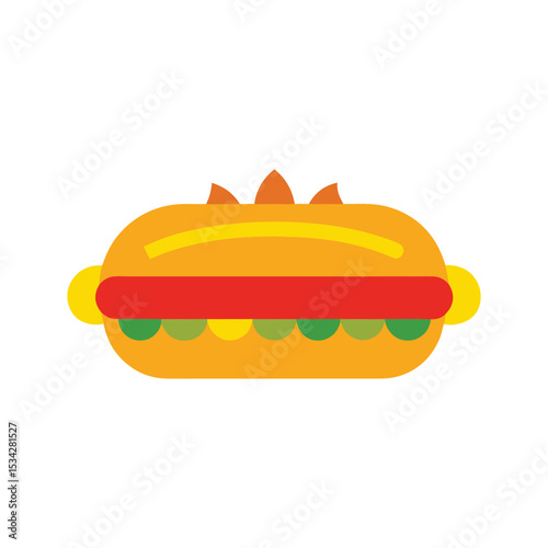 turkey sub delicious fast food item color vector illustration on white background