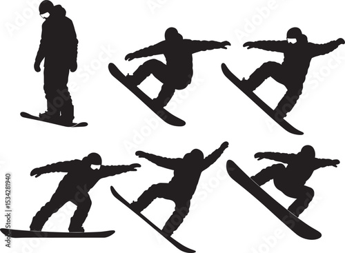 set of snowboard silhouettes