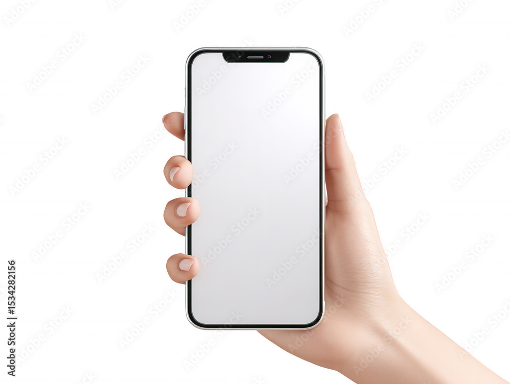 Woman's Hand Holding Modern Smartphone Isolated on White Woman's Hand Holding Modern Smartphone Isolated on White