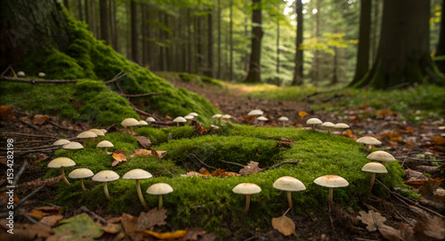 mushroom-ring-growing-on-a-forest-floor-----------