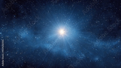 Bright Star in a Deep Blue Cosmic Nebula