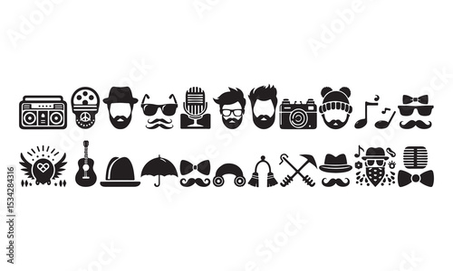 Soulico icons Hipster style set silhouette vector on white background