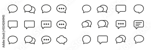 Vector flat illustration of various speech bubbles depicting conversation elements and styles used in creative designs