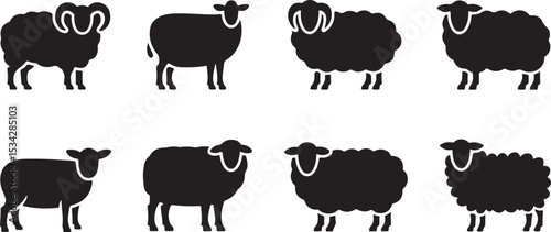 sheep animal silhouette vector art illustration isolated on transparent background
