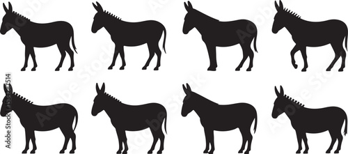 donkey illustration, donkey silhouette vector, donkey silhouette on transparent background, donkey silhouette isolated on white