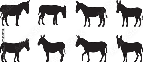 donkey illustration, donkey silhouette vector, donkey silhouette on transparent background, donkey silhouette isolated on white