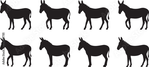 donkey illustration, donkey silhouette vector, donkey silhouette on transparent background, donkey silhouette isolated on white