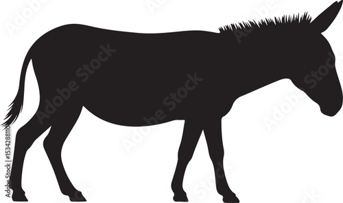 donkey illustration, donkey silhouette vector, donkey silhouette on transparent background, donkey silhouette isolated on white