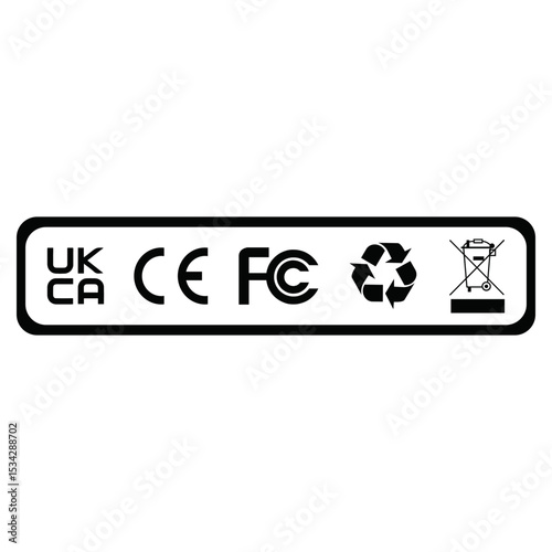 UKCA CE FCC RECYCLEING ARROW WEEE VECTOR ICON SIGN SYMBOL