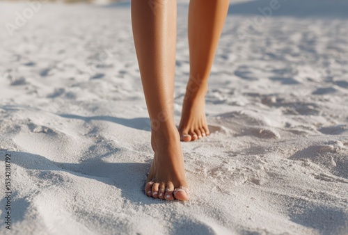 woman walking tropical white beach