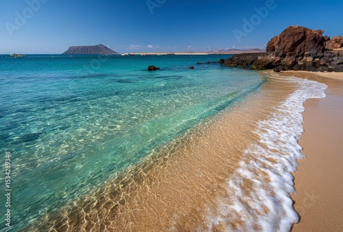 turquoise sea on sunny beach
