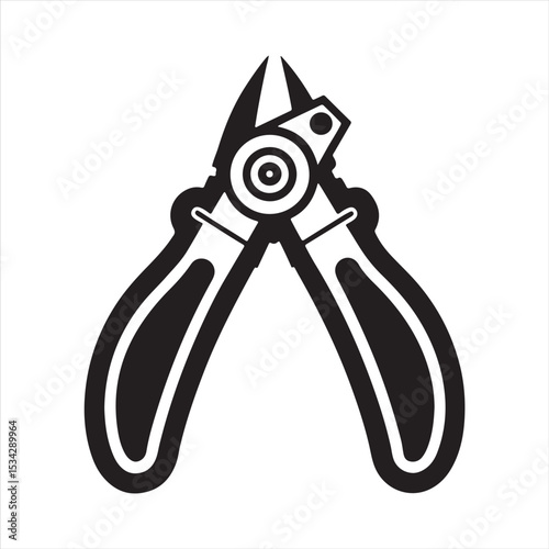 manual cable cutter silhouette vector