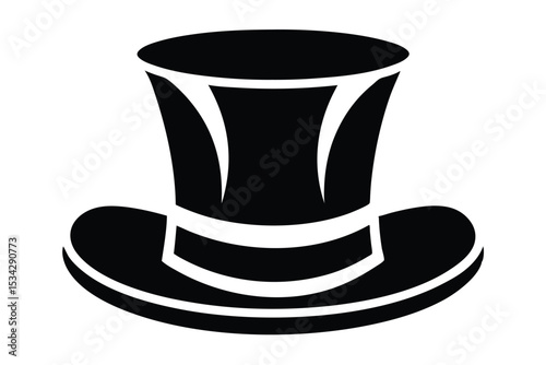 Elegant Black Top Hat Silhouette Classic Formal Wear and Vintage Style Icon