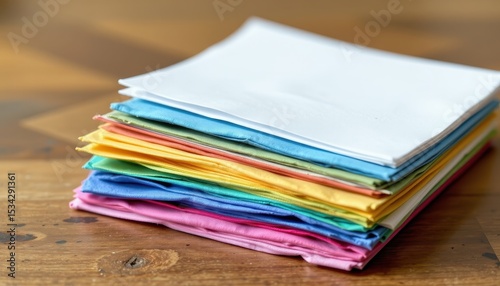 watercolor paper stack with soft shadows