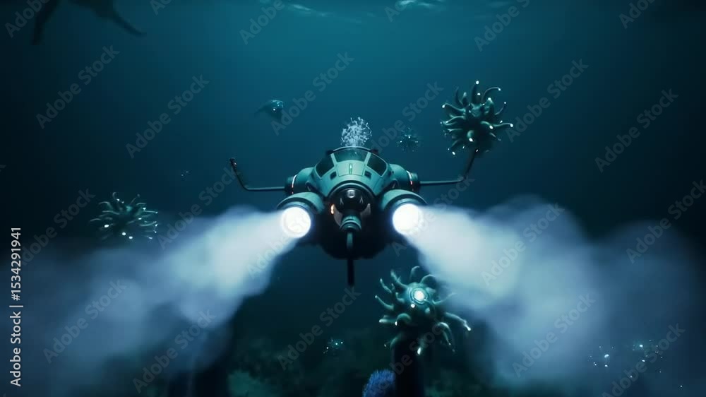 Futuristic submersible underwater exploration