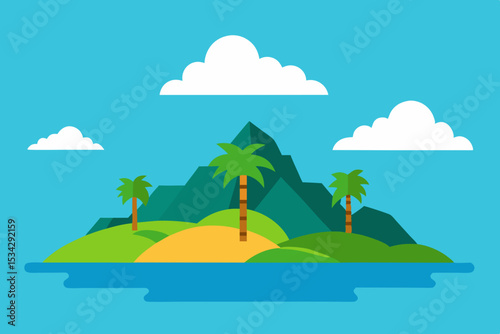 landscape with palm trees