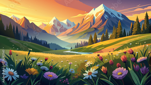 The alpine meadow with flowers sways beneath the Alps mountains in Karwendel Austria. Stunning 4K time lapse video footage captures golden light crawling across this timeless mountain canvas.

