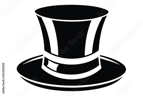 Bold Black Top Hat Graphic With Ribbon Illustration For Magicians and Formal Wear