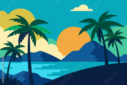 tropical island with palm trees