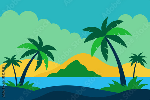 tropical island with palm trees