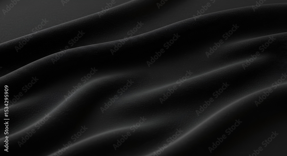 Fototapeta premium Smooth Black Fabric Texture with Elegant Drape