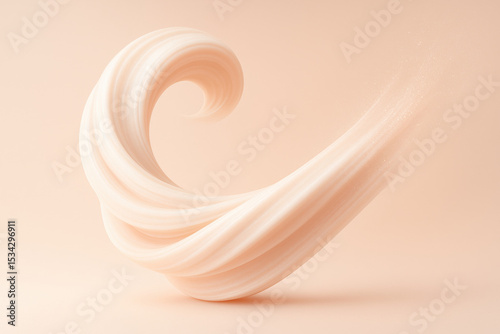 Smooth cream swirl abstract shape soft pastel color flowing motion minimal background elegant airy light texture modern art