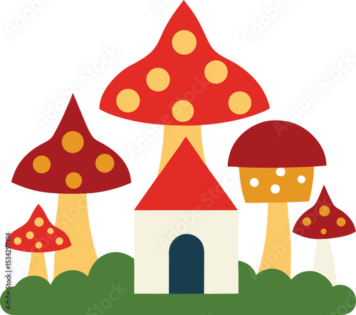vector illustration of a mushroom house